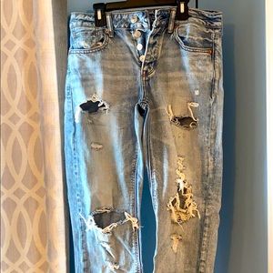 American Eagle Faded Ripped Blue Jeans